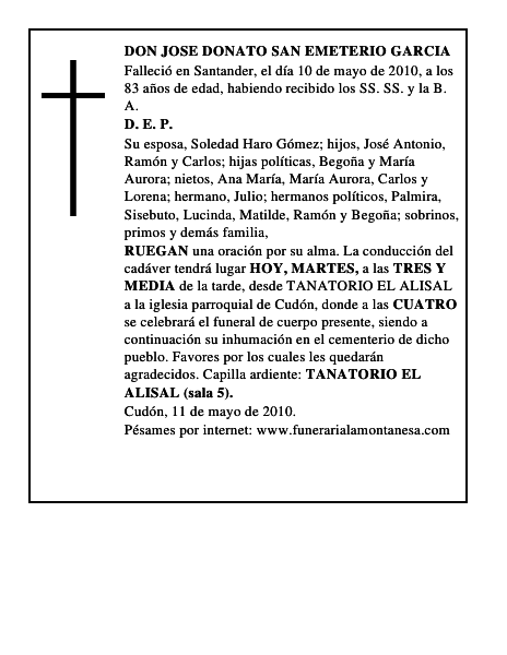 DON JOSE DONATO SAN EMETERIO GARCIA