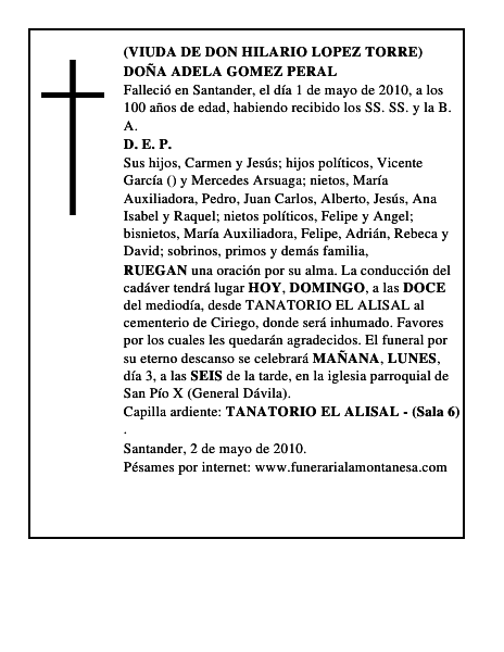 DOÑA ADELA GOMEZ PERAL