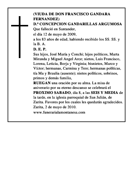 D.ª CONCEPCION GANDARILLAS ARGUMOSA