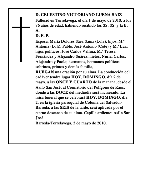 D. CELESTINO VICTORIANO LUENA SAIZ