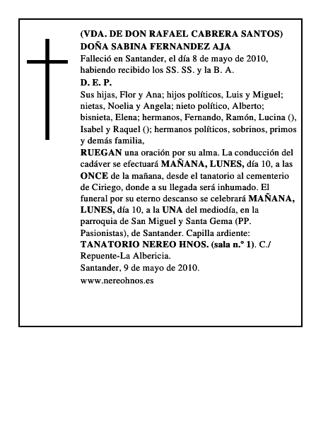DOÑA SABINA FERNANDEZ AJA