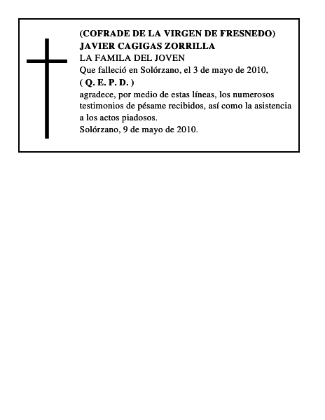 JAVIER CAGIGAS ZORRILLA