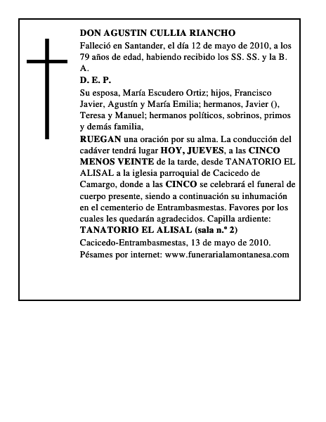DON AGUSTIN CULLIA RIANCHO