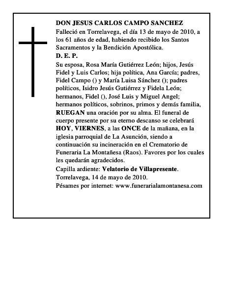DON JESUS CARLOS CAMPO SANCHEZ