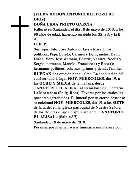 DOÑA LIDIA PRIETO GARCIA