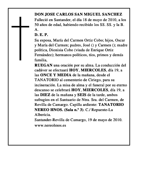 DON JOSE CARLOS SAN MIGUEL SANCHEZ