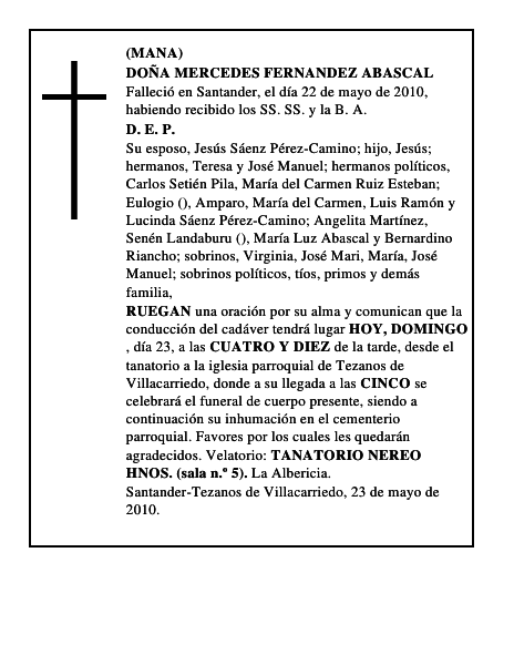 DOÑA MERCEDES FERNANDEZ ABASCAL