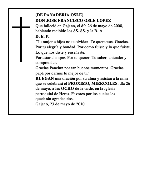 DON JOSE FRANCISCO OSLE LOPEZ