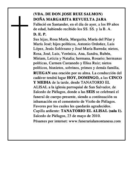 DOÑA MARGARITA REVUELTA JARA
