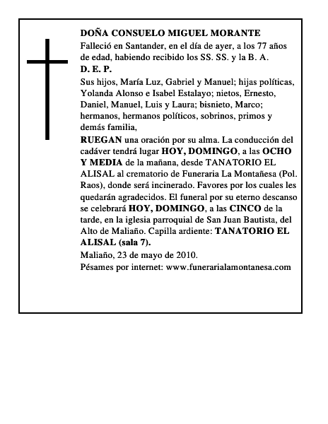 DOÑA CONSUELO MIGUEL MORANTE
