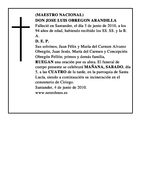 DON JOSE LUIS OBREGON ARANDILLA
