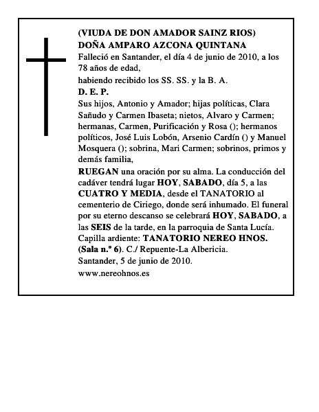 DOÑA AMPARO AZCONA QUINTANA