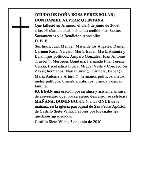 DON DANIEL ALVEAR QUINTANA