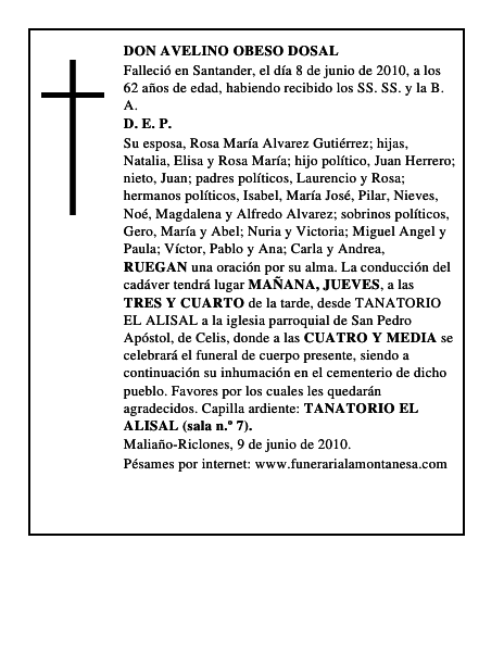 DON AVELINO OBESO DOSAL