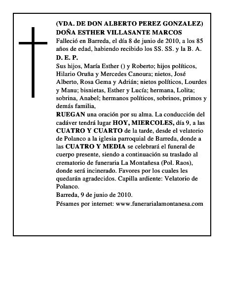 DOÑA ESTHER VILLASANTE MARCOS