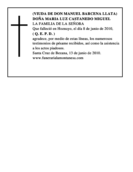 DOÑA MARIA LUZ CASTANEDO MIGUEL