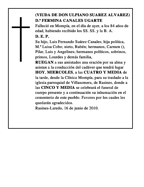 D.ª FERMINA CANALES UGARTE