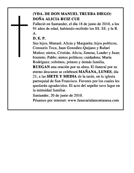 DOÑA ALICIA RUIZ CUE