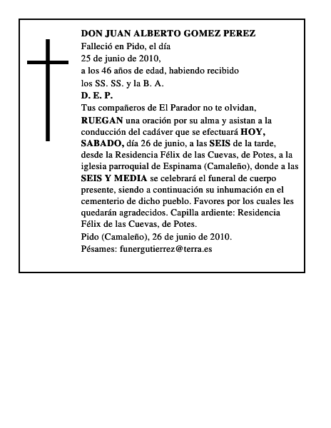 DON JUAN ALBERTO GOMEZ PEREZ