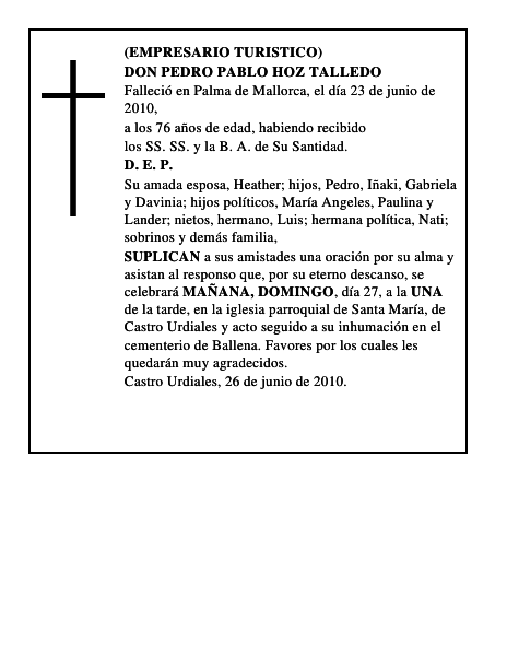 DON PEDRO PABLO HOZ TALLEDO