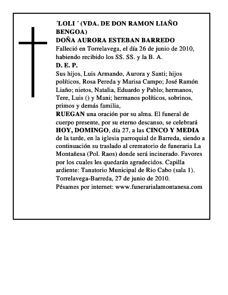 DOÑA AURORA ESTEBAN BARREDO