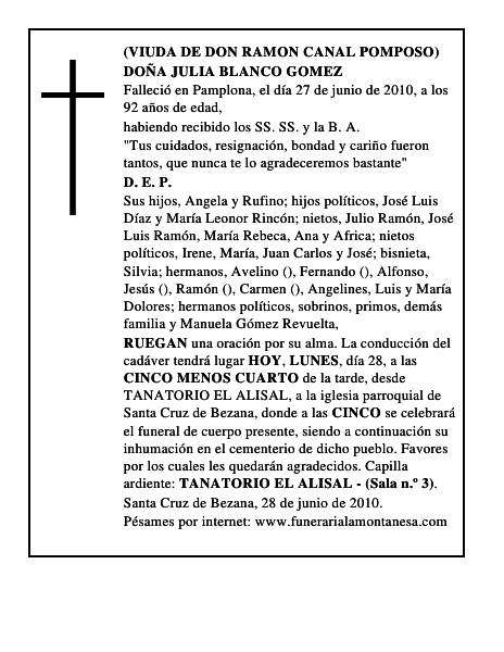 DOÑA JULIA BLANCO GOMEZ