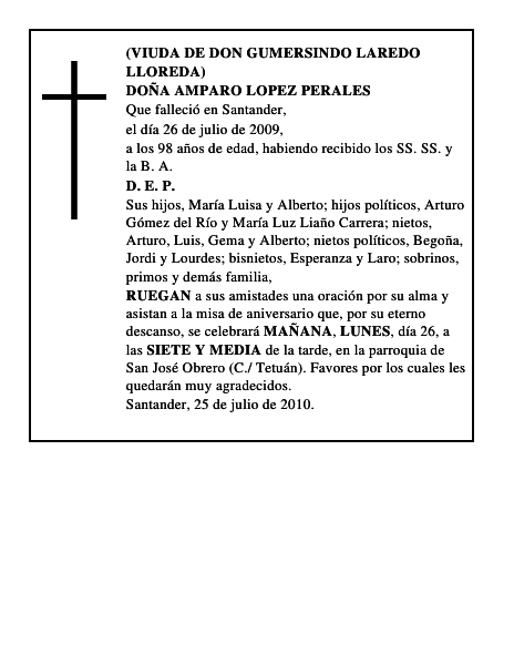 DOÑA AMPARO LOPEZ PERALES