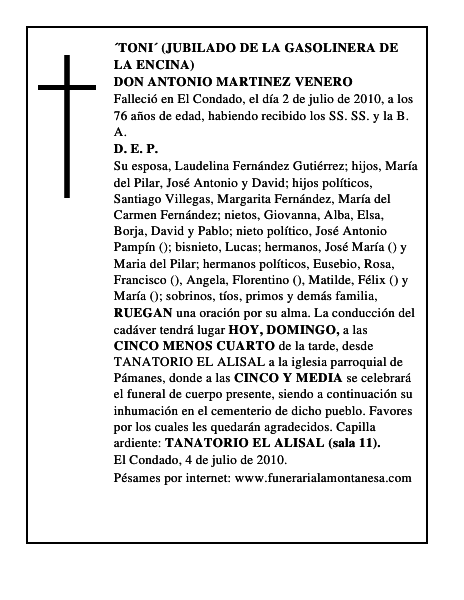 DON ANTONIO MARTINEZ VENERO