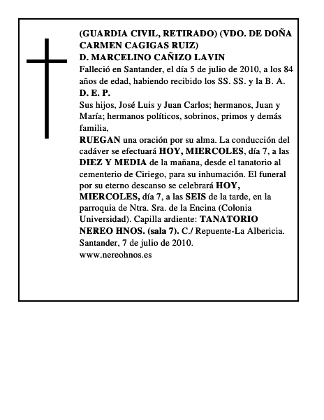 D. MARCELINO CAÑIZO LAVIN