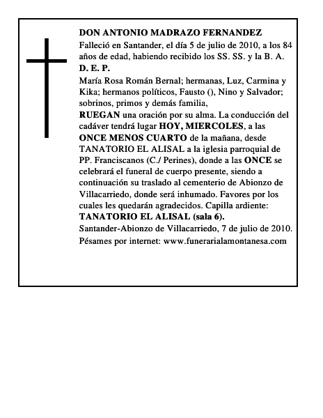 DON ANTONIO MADRAZO FERNANDEZ