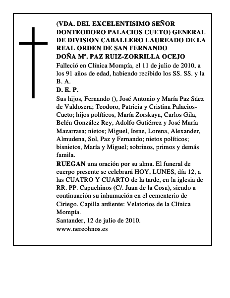 DOÑA Mª. PAZ RUIZ-ZORRILLA OCEJO