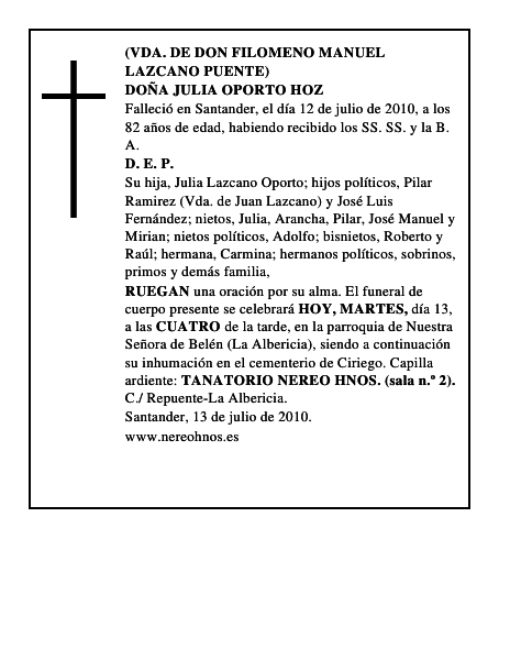 DOÑA JULIA OPORTO HOZ