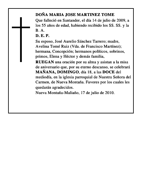 DOÑA MARIA JOSE MARTINEZ TOME