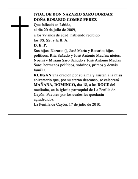 DOÑA ROSARIO GOMEZ PEREZ