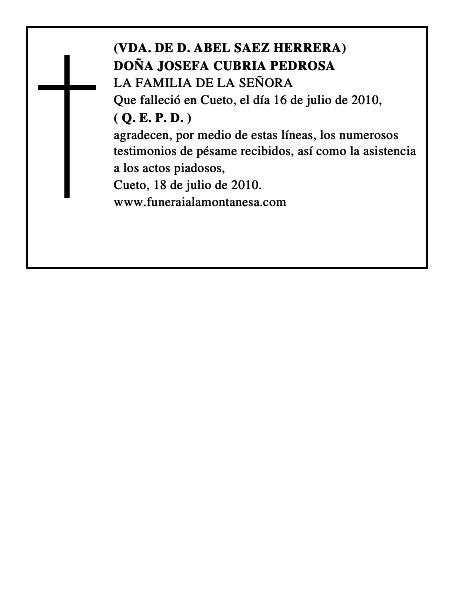 DOÑA JOSEFA CUBRIA PEDROSA