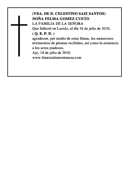DOÑA FELISA GOMEZ CUETO