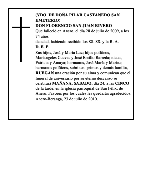 DON FLORENCIO SAN JUAN RIVERO