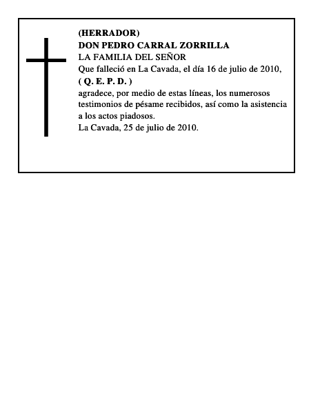DON PEDRO CARRAL ZORRILLA