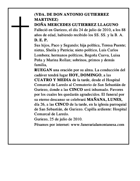 DOÑA MERCEDES GUTIERREZ LLAGUNO