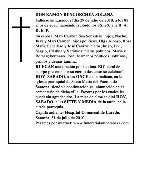 DON RAMON BENGOECHEA SOLANA