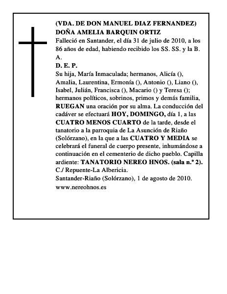 DOÑA AMELIA BARQUIN ORTIZ