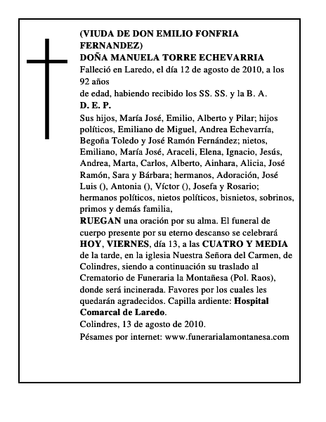DOÑA MANUELA TORRE ECHEVARRIA