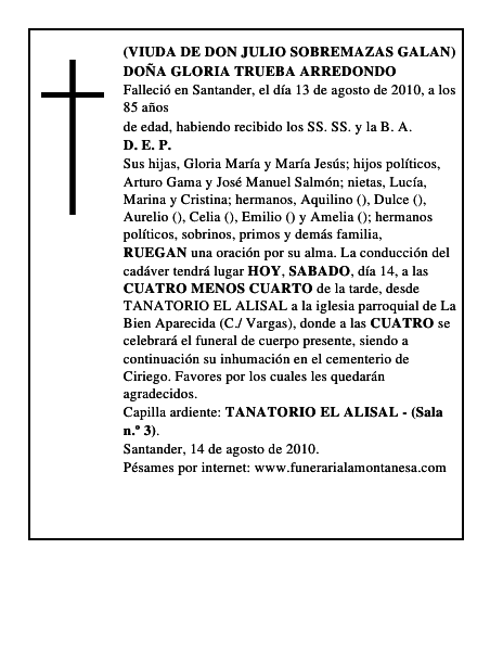 DOÑA GLORIA TRUEBA ARREDONDO