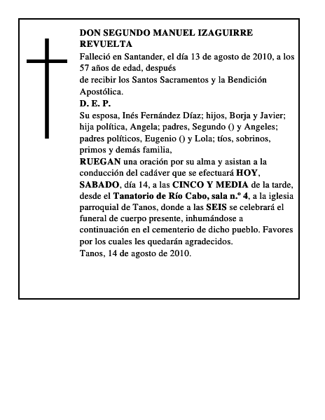 DON SEGUNDO MANUEL IZAGUIRRE REVUELTA