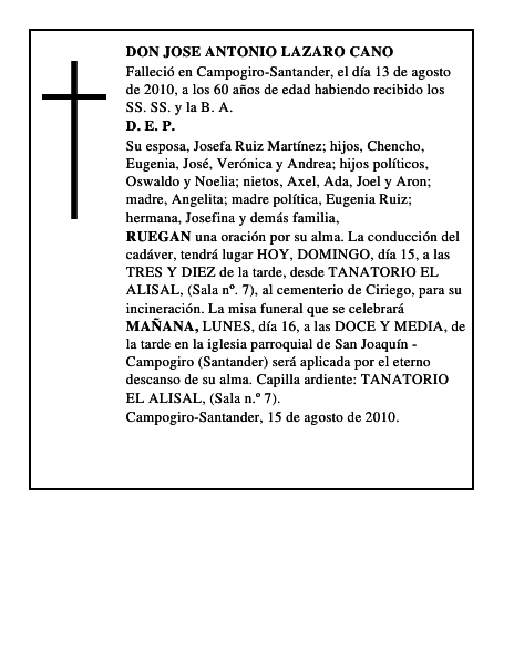 DON JOSE ANTONIO LAZARO CANO