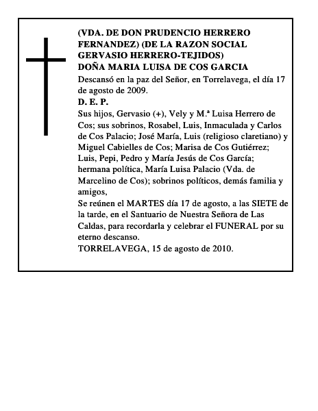 DOÑA MARIA LUISA DE COS GARCIA