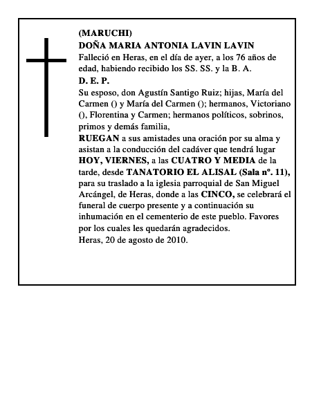DOÑA MARIA ANTONIA LAVIN LAVIN