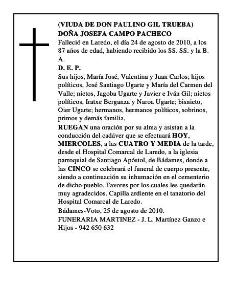 DOÑA JOSEFA CAMPO PACHECO