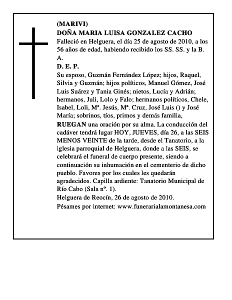 DOÑA MARIA LUISA GONZALEZ CACHO