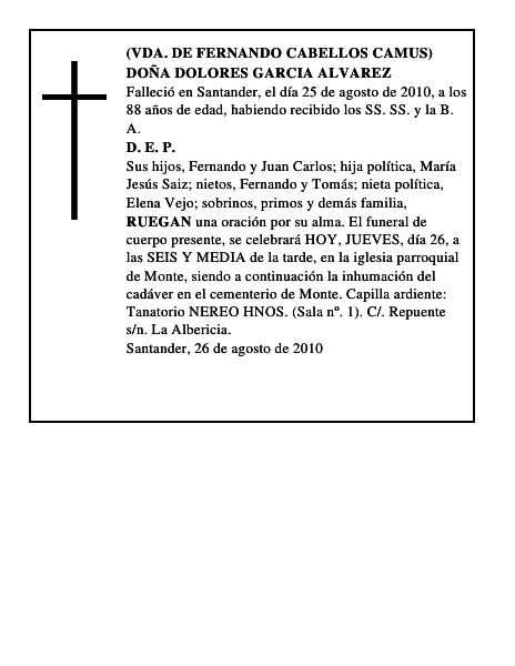 DOÑA DOLORES GARCIA ALVAREZ